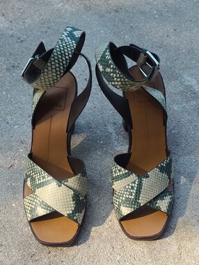 Dolce Vita Snake-Print Ankle Strap Sandals - Green Size 6